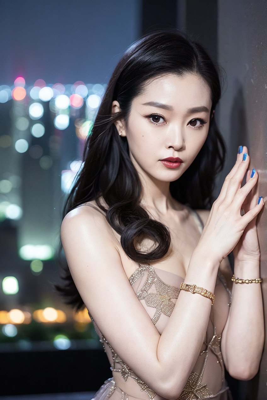 14188-2491580226-songyi, chineseidol, 1girl, flat chest,  cowboy shot, _(Photo shot from above of a beautiful standing girl at the corner of a hi.png